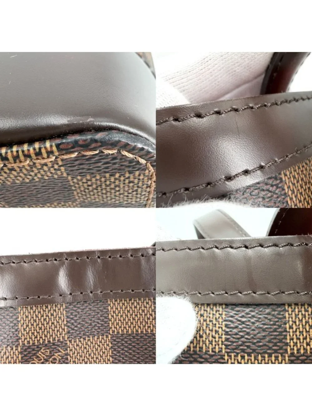 Louis Vuitton Tote Hampstead MM Handbag Shoulder Damier Canvas Brown Gold